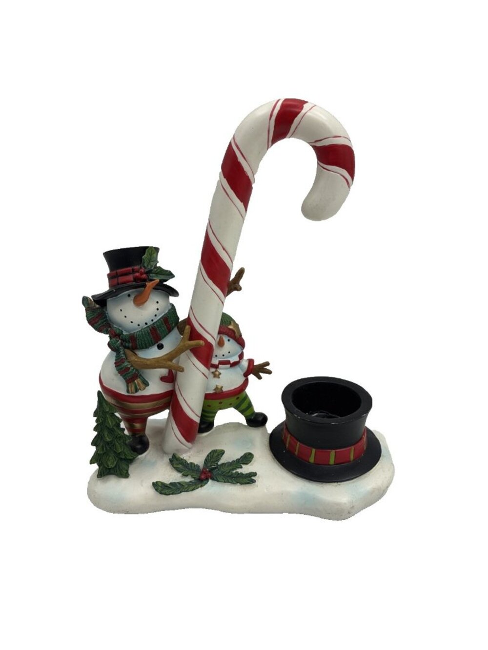 Yankee Candle Snowman Candy Cane Tealight Holder Christmas Decor Holiday